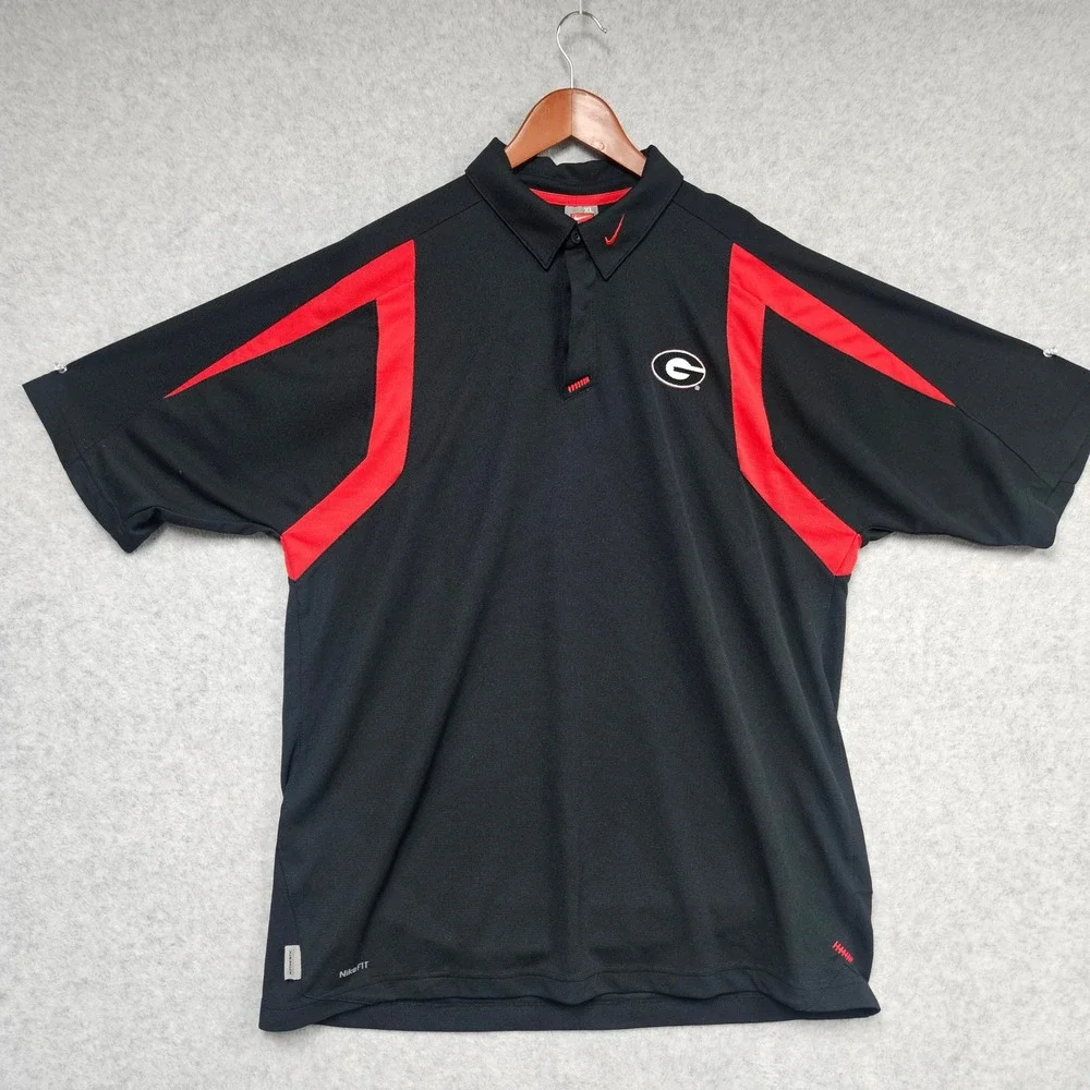 Nike Polo Shirt Mens XL Black Georgia Bulldogs Team NikeFIT DRY Colorblock